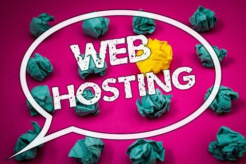 Writing note showing  Web Hosting. Business photos showcasing Server service  Fotos de archivo