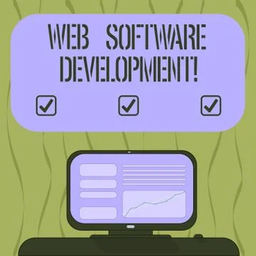 Writing note showing Web Software Development. Business photo showcasing plan to Stock Illustration