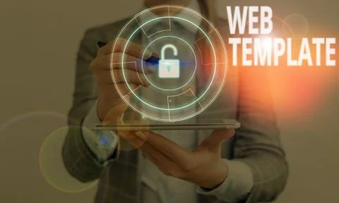 Writing note showing Web Template. Business photo showcasing predesigned or plug Stock Photos
