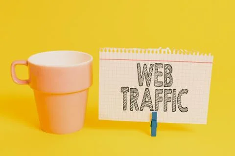 Writing note showing Web Traffic. Business photo showcasing Amount of data sent Foto stock