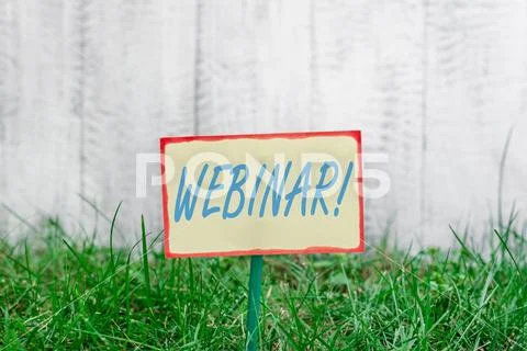 Writing note showing Webinar. Business photo showcasing seminar or other Stock Photos