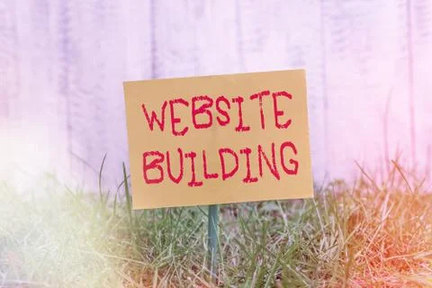 Writing note showing Website Building. Business photo showcasing site is Foto stock