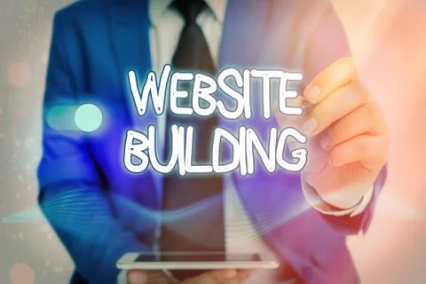 Writing note showing Website Building. Business photo showcasing site is 스톡 사진