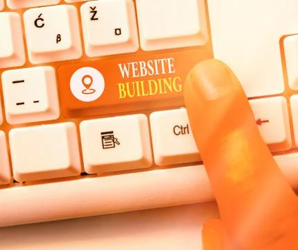 Writing note showing Website Building. Business photo showcasing site is Foto stock