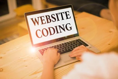 Writing note showing Website Coding. Business photo showcasing system of symbols 写真素材