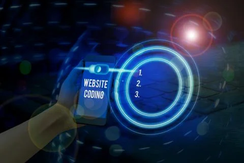 Writing note showing Website Coding. Business photo showcasing system of symbols Foto stock