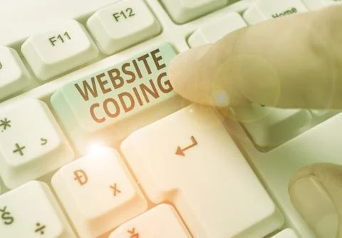 Writing note showing Website Coding. Business photo showcasing system of symbols Stock Photos