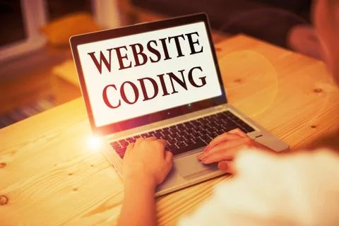 Writing note showing Website Coding. Business photo showcasing system of symbols Stock Photos