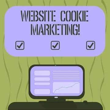 Writing note showing Website Cookie Marketing. Business photo showcasing Illustrazione stock