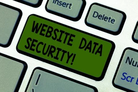 Writing note showing Website Data Security. Business photo showcasing Protecting Stock Photos
