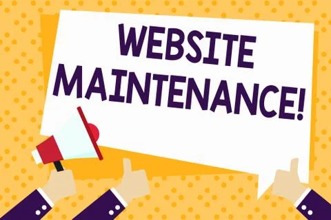 Writing note showing Website Maintenance. Business photo showcasing act of Stock-Illustration