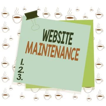 Writing note showing Website Maintenance. Business photo showcasing act of Stock-Illustration