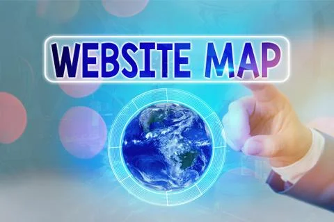 Writing note showing Website Map. Business photo showcasing designed to help Stockfoto's