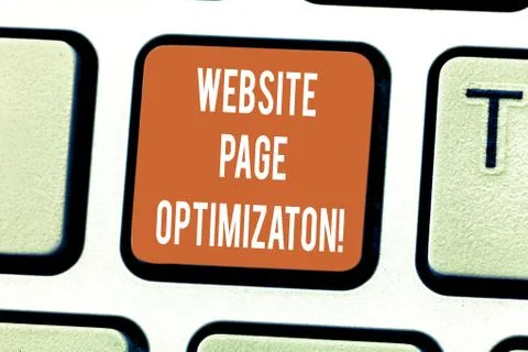 Writing note showing Website Page Optimization. Business photo showcasing Stock Photos