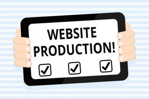 Writing note showing Website Production. Business photo showcasing process of Stock Illustration