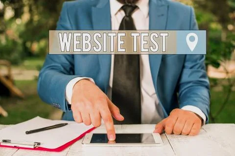 Writing note showing Website Test. Business photo showcasing test the websites 写真素材