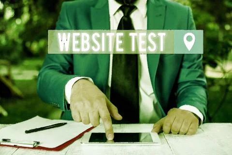 Writing note showing Website Test. Business photo showcasing test the websites Stock Photos