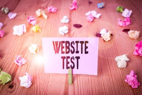 Writing note showing Website Test. Business photo showcasing test the websites Foto stock