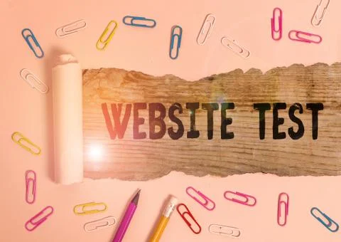 Writing note showing Website Test. Business photo showcasing test the websites Stock Photos