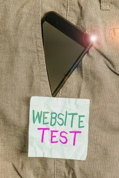 Writing note showing Website Test. Business photo showcasing test the websites 写真素材