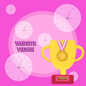 Writing note showing Website Views. Business photo showcasing Number of visitors Illustrazione stock