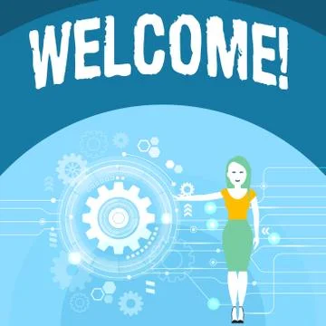 Writing note showing Welcome. Business photo showcasing Warm salutation Stock Illustration
