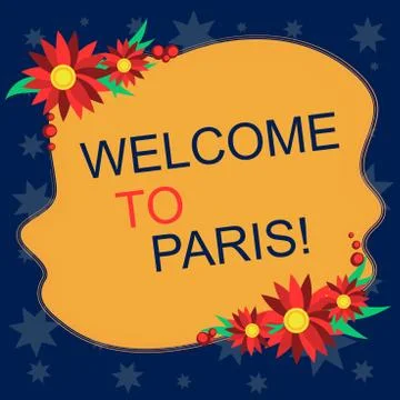 Writing note showing Welcome To Paris. Business photo showcasing Arriving to  Stock-Illustration