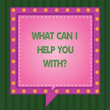 Writing note showing What Can I Help You Withquestion. Business photo showcasing Ilustración de archivo