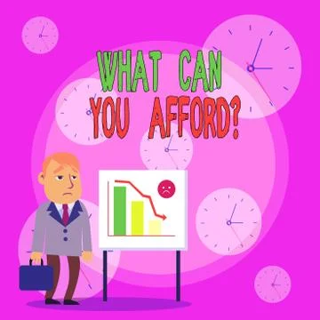 Writing note showing What Can You Afford Question. Business photo showcasing Stock Illustration