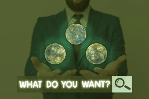 Writing note showing What Do You Want question. Business photo showcasing Tell Stock Photos