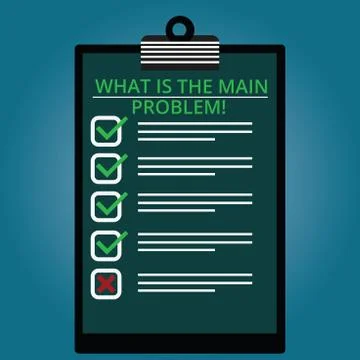 Writing note showing What Is The Main Problem. Business photo showcasing Stock Illustration