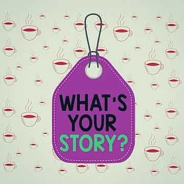 Writing note showing What Is Your Story question. Business photo showcasing Stock Illustration