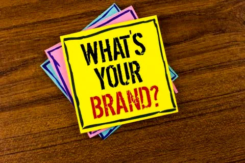 Writing note showing  What is Your Brand Question. Business photo showcasing  스톡 사진