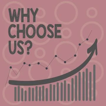 Writing note showing Why Choose Us. Business photo showcasing Reasons for Ilustração Stock