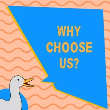 Writing note showing Why Choose Usquestion. Business photo showcasing reasons Ilustração Stock