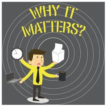 Writing note showing Why It Matters question. Business photo showcasing ask Ilustración de archivo