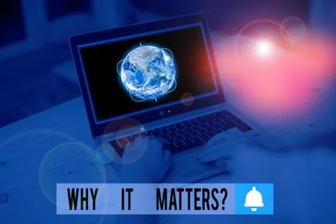 Writing note showing Why It Matters Question. Business photo showcasing most Foto stock