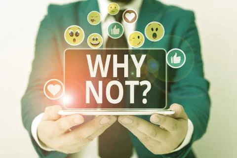 Writing note showing Why Notquestion. Business photo showcasing it is used to Stock Photos