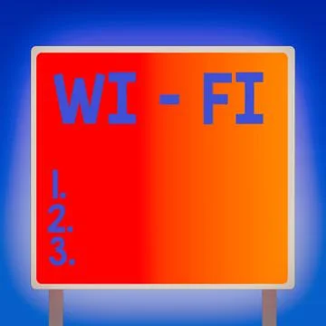 Writing note showing Wi fi. Business photo showcasing it provides wireless Stock Illustration