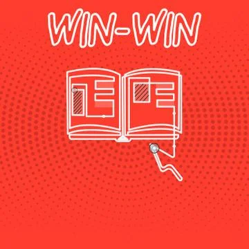 Writing note showing Win Win. Business photo showcasing Strategy for both parts Stock Illustration