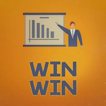 Writing note showing Win Win. Business photo showcasing balanced situation Stock Illustration