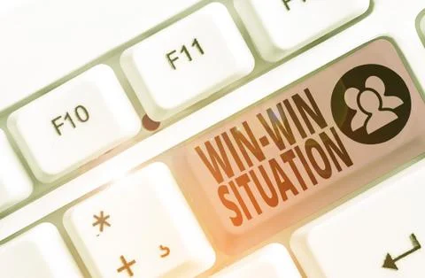 Writing note showing Win Win Situation. Business photo showcasing situation Stock Photos
