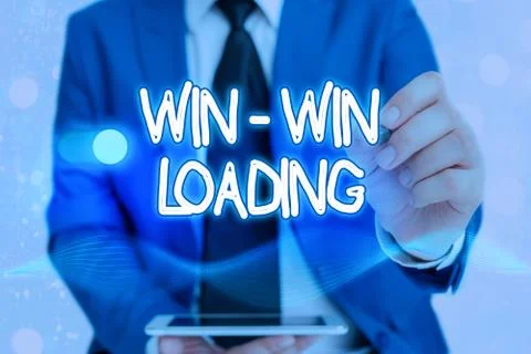 Writing note showing Win win Loading. Business photo showcasing advantageous or Stock Photos