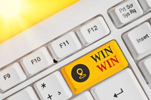 Writing note showing Win Win. Business photo showcasing balanced situation Stock Photos