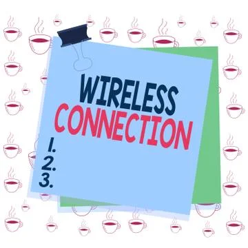 Writing note showing Wireless Connection. Business photo showcasing there is no イラスト素材