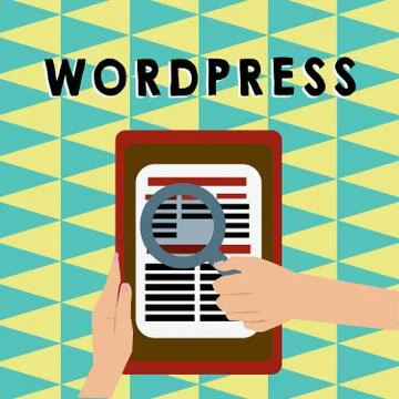 Writing note showing Wordpress. Business photo showcasing free source publishing Stock Illustration