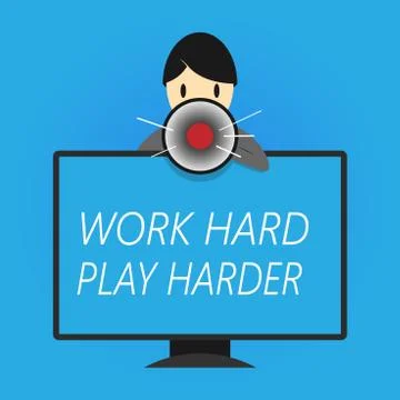 Writing note showing Work Hard Play Harder. Business photo showcasing a Balance Stock Illustration