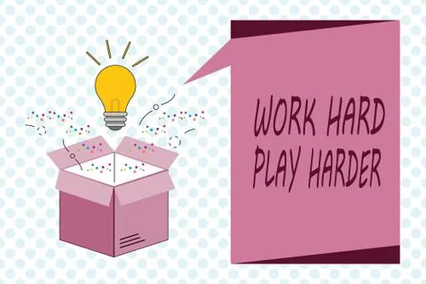 Writing note showing Work Hard Play Harder. Business photo showcasing a Balance Stock Illustration