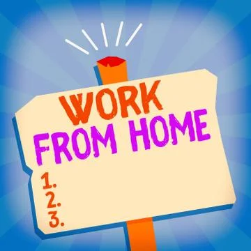 Writing note showing Work From Home. Business photo showcasing communicating Stock Illustration