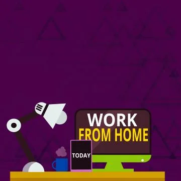 Writing note showing Work From Home. Business photo showcasing communicating Stock Illustration